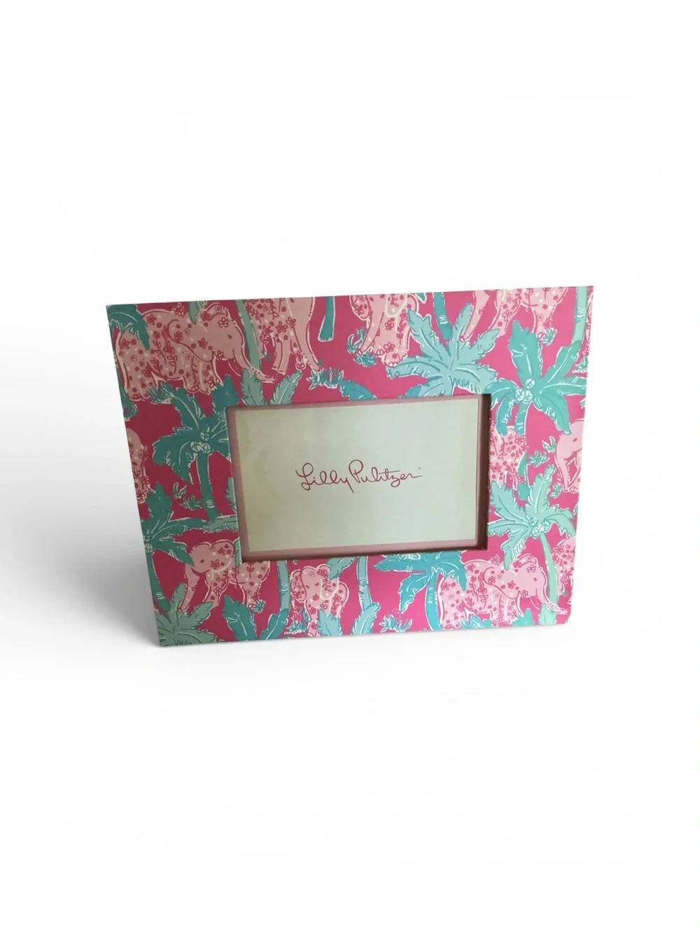 Lily Pulitzer picture frame green pink floral 4x6”